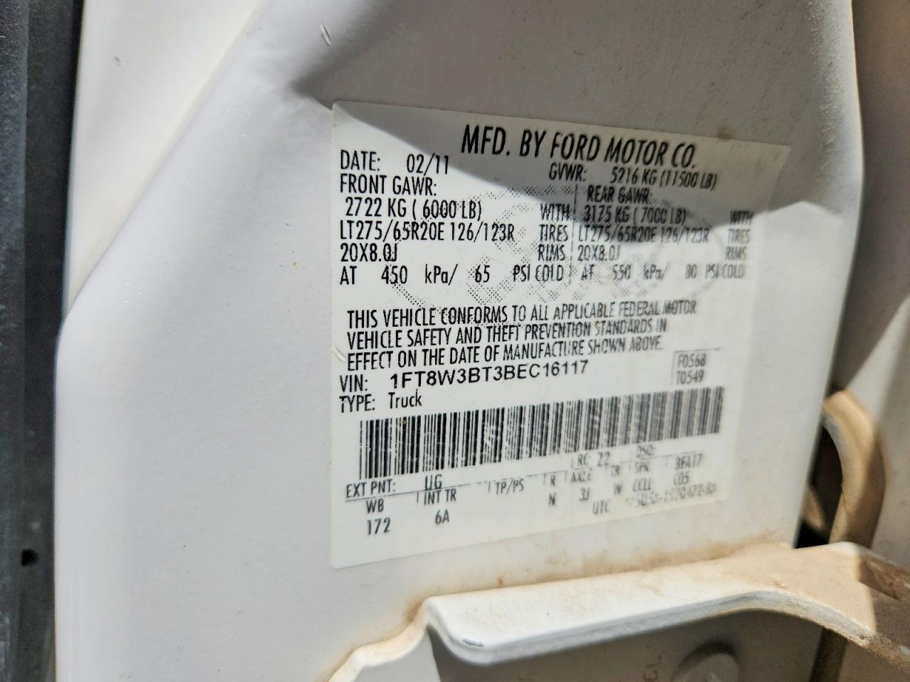 2011 Ford F350 Super Duty White vin: 1FT8W3BT3BEC16117