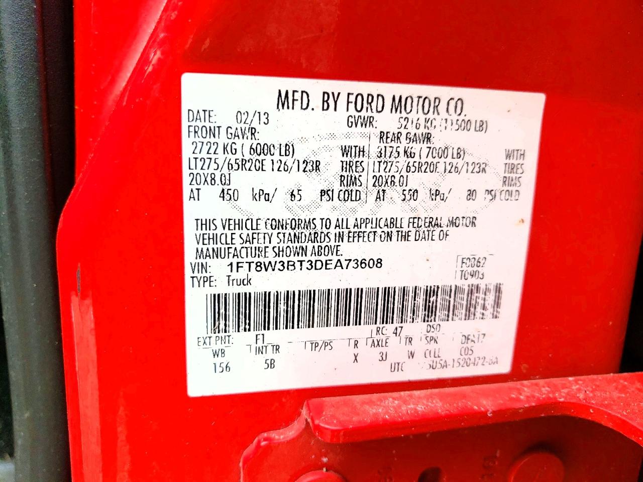 2013 Ford F350 Super Duty Красный vin: 1FT8W3BT3DEA73608