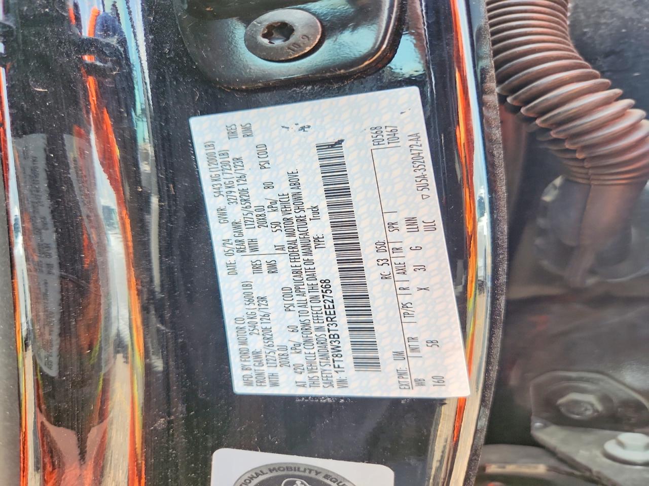 2024 Ford F350 Super Duty Black vin: 1FT8W3BT3REE27568