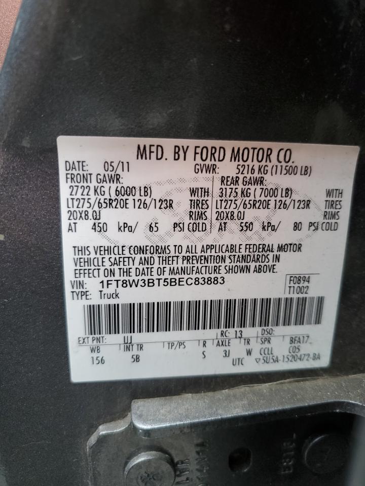 2011 Ford F350 Super Duty Gray vin: 1FT8W3BT5BEC83883