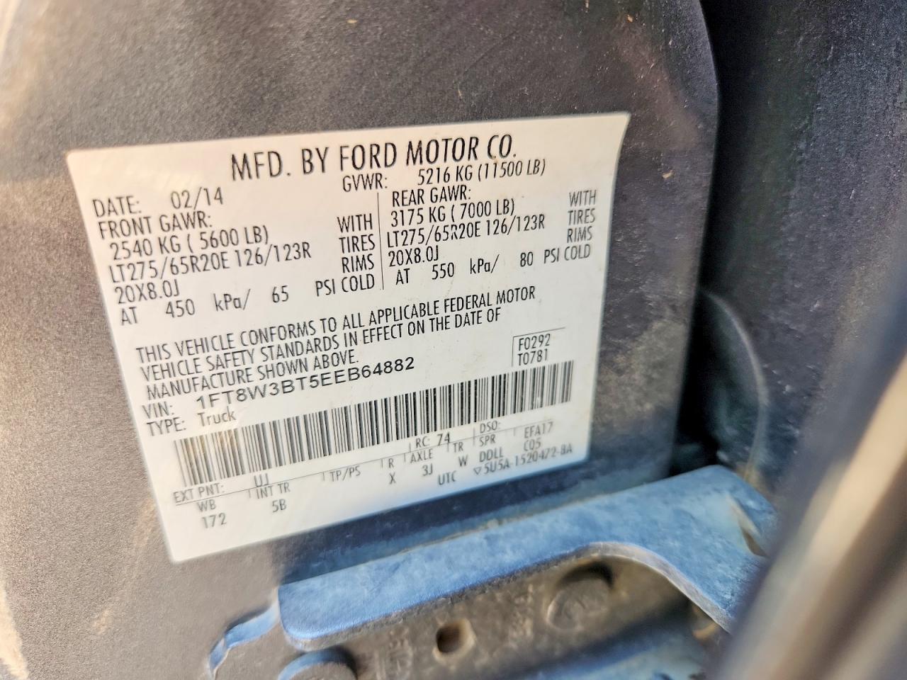 2014 Ford F350 Super Duty Серый vin: 1FT8W3BT5EEB64882