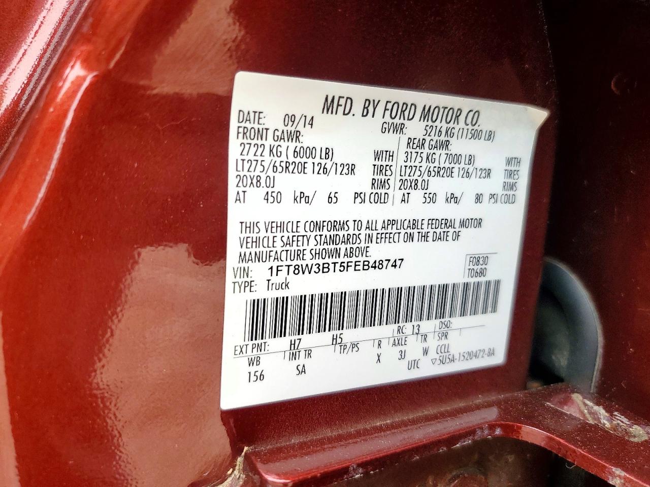 2015 Ford F350 Super Duty Burgundy vin: 1FT8W3BT5FEB48747