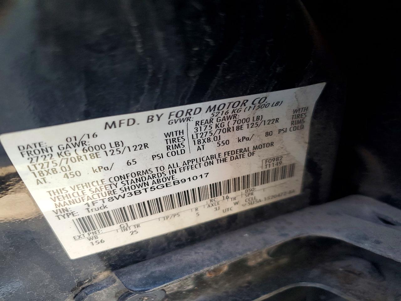 2016 Ford F350 Super Duty Black vin: 1FT8W3BT5GEB91017