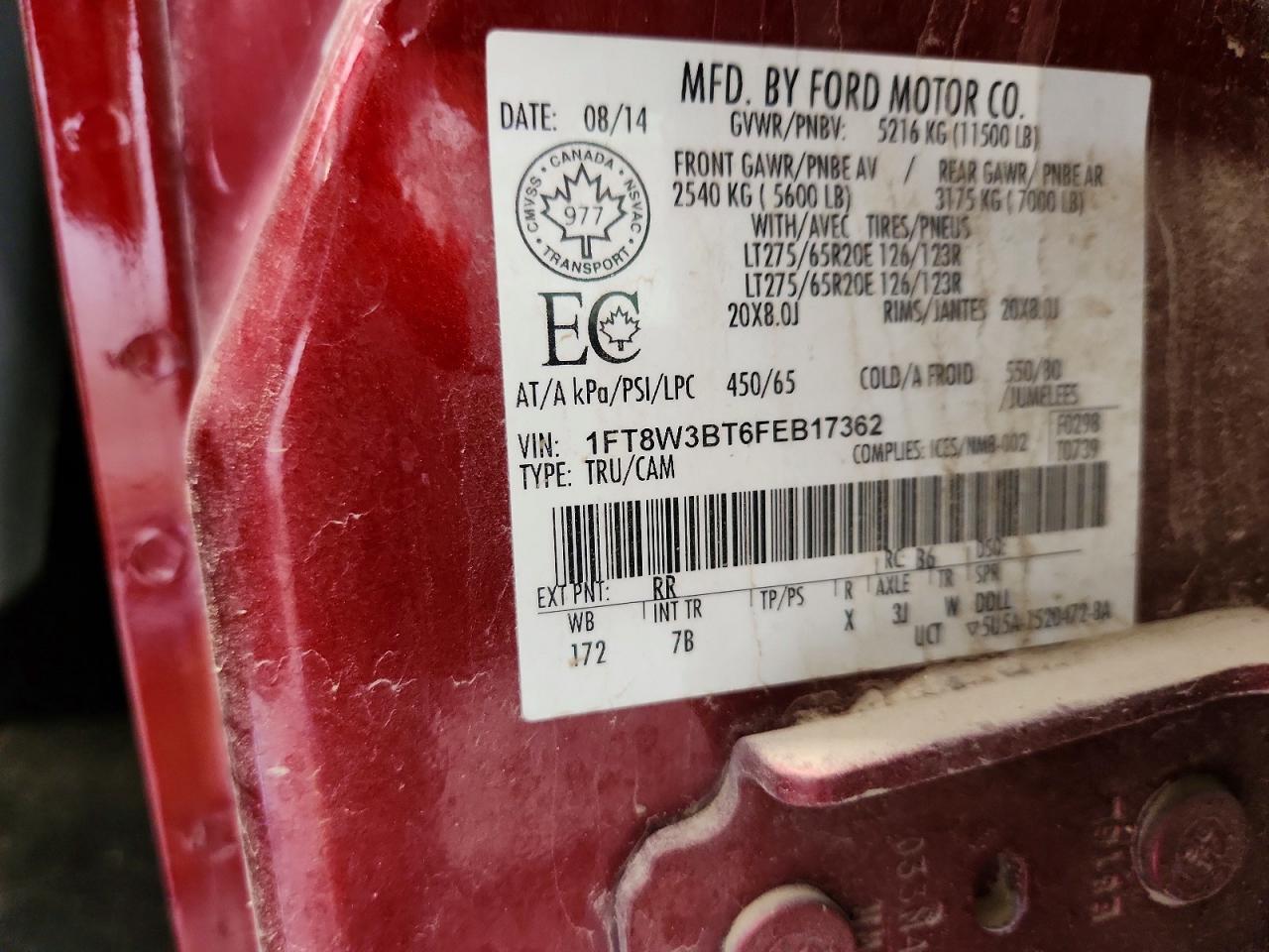 2015 Ford F350 Maroon vin: 1FT8W3BT6FEB17362