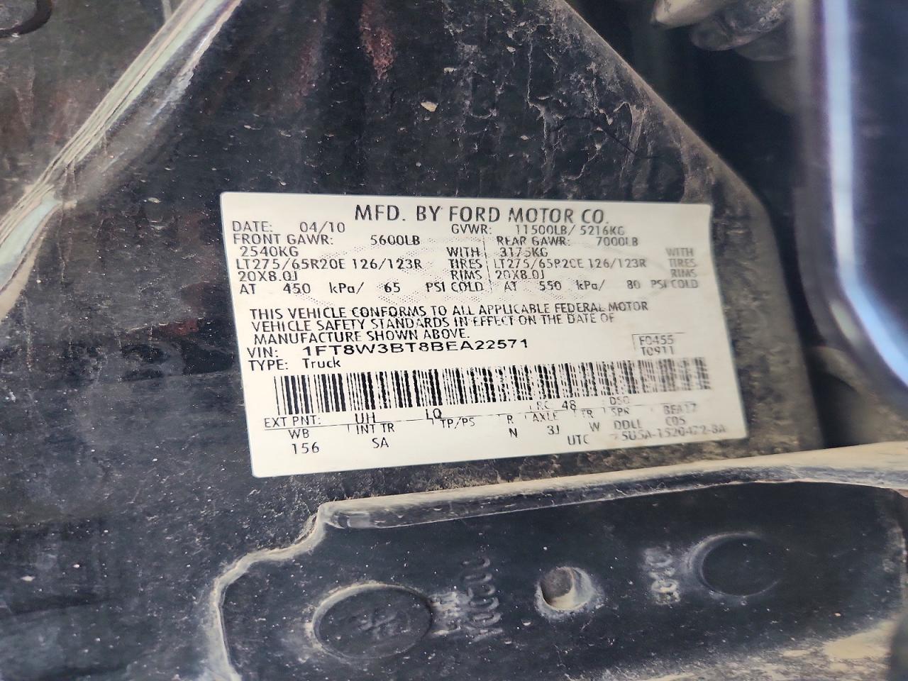 2011 Ford F350 Super Duty Black vin: 1FT8W3BT8BEA22571