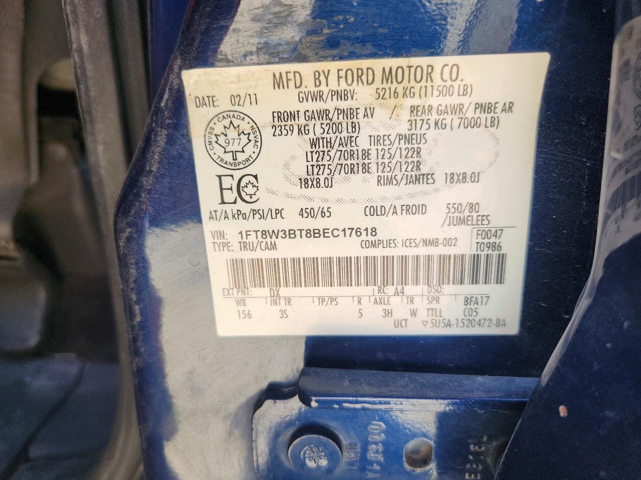 2011 Ford F350 Super Duty Blue vin: 1FT8W3BT8BEC17618