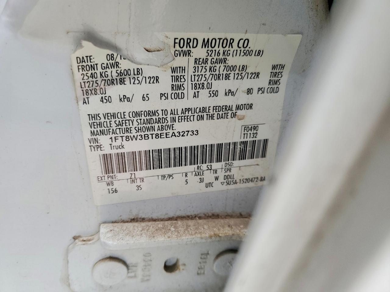 2014 Ford F350 Super Duty White vin: 1FT8W3BT8EEA32733