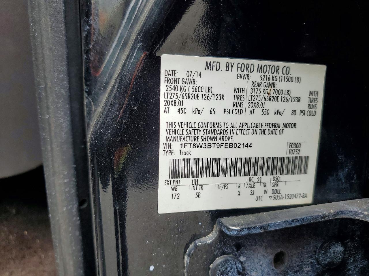 2015 Ford F350 Super Duty Black vin: 1FT8W3BT9FEB02144