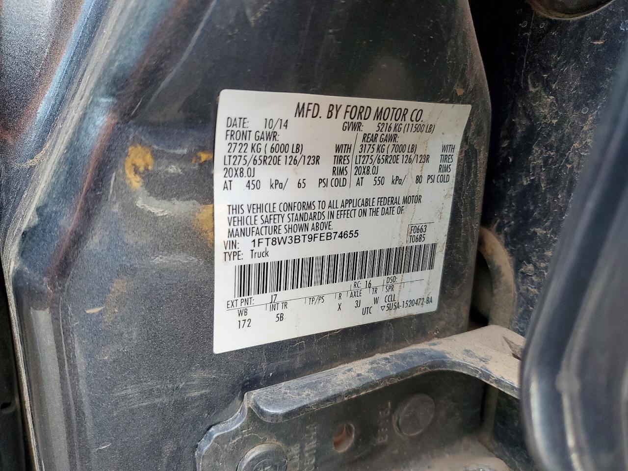 2015 Ford F350 Super Duty Серый vin: 1FT8W3BT9FEB74655