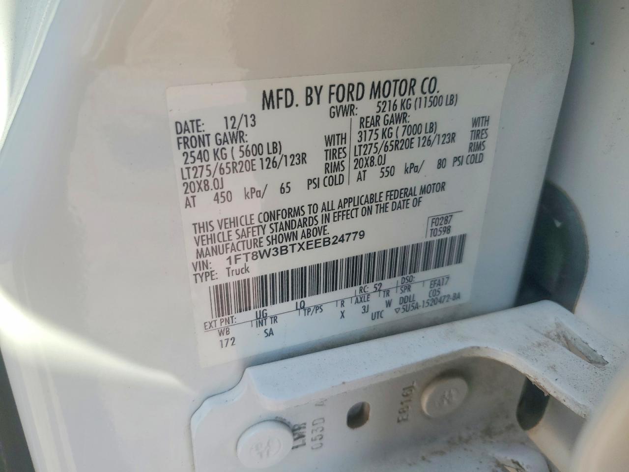 2014 Ford F350 White vin: 1FT8W3BTXEEB24779