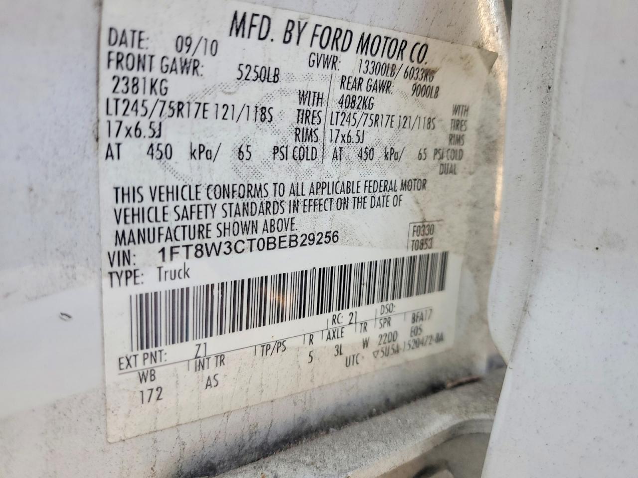 2011 Ford F350 Super Duty White vin: 1FT8W3CT0BEB29256