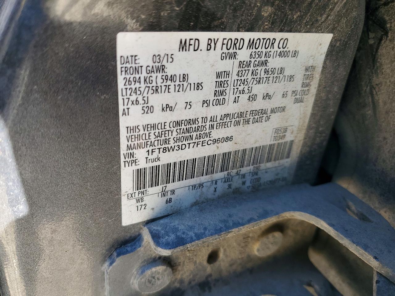 2015 Ford F350 Super Duty Gray vin: 1FT8W3DT7FEC96086
