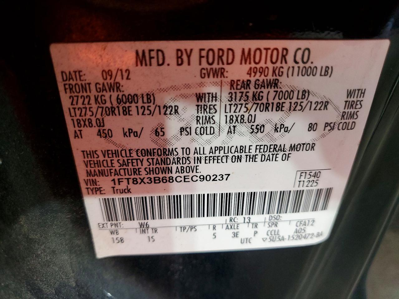 2012 Ford F350 Super Duty Green vin: 1FT8X3B68CEC90237