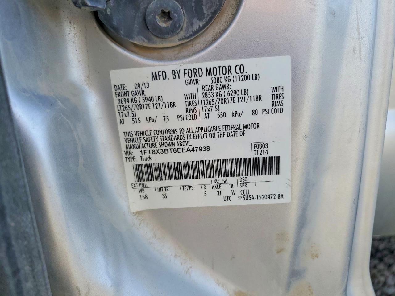 2014 Ford F350 Super Duty Серебряный vin: 1FT8X3BT6EEA47938