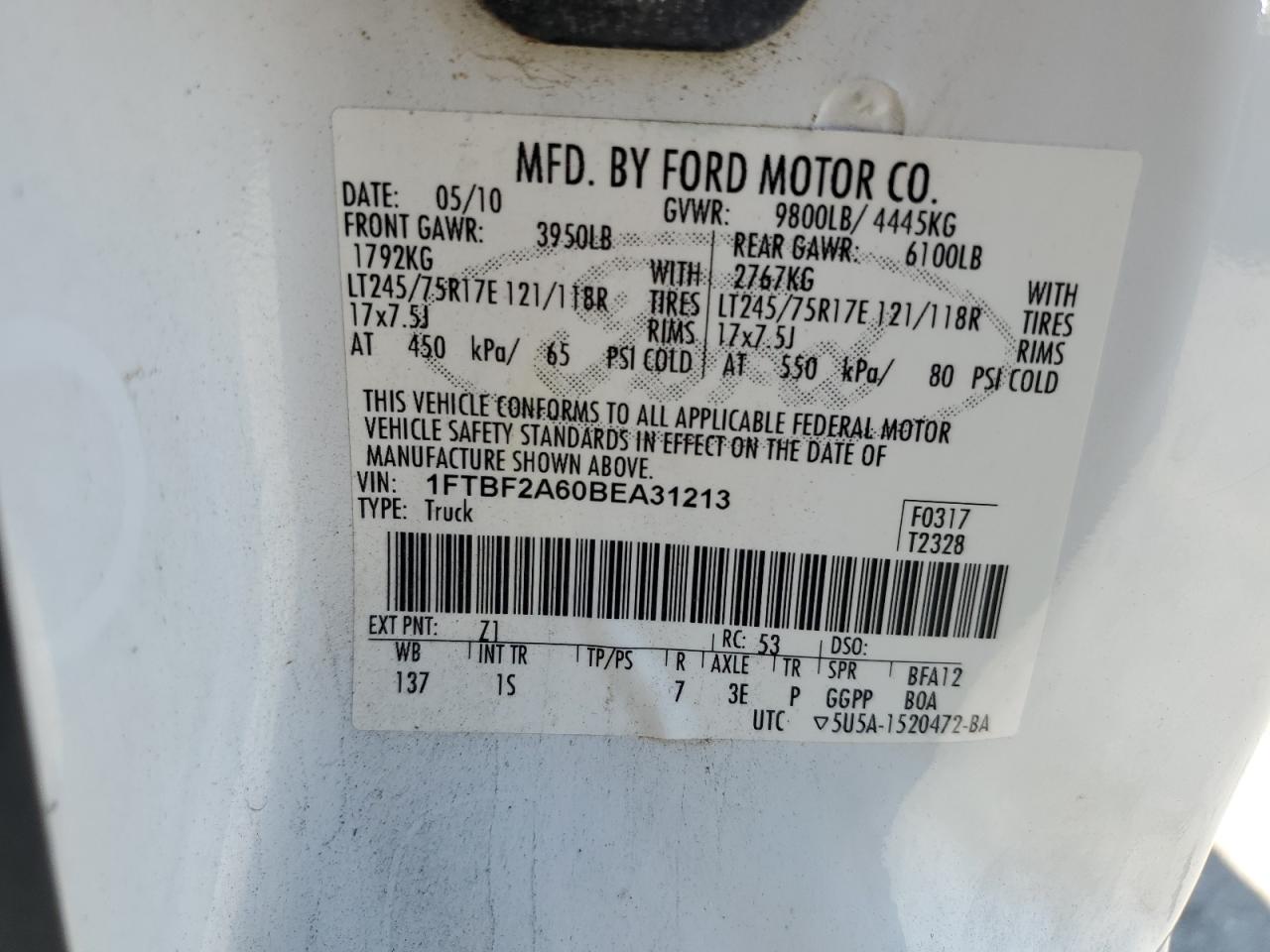 2011 Ford F250 Super Duty White vin: 1FTBF2A60BEA31213