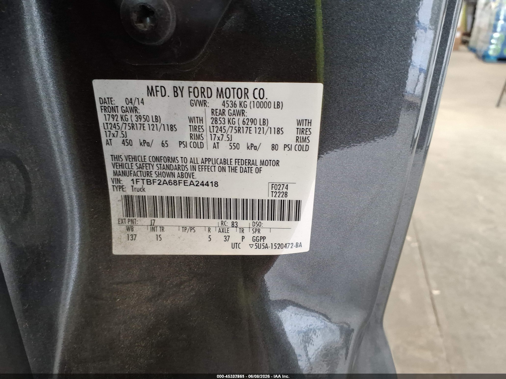2015 Ford F-250 Xl Gray vin: 1FTBF2A68FEA24418