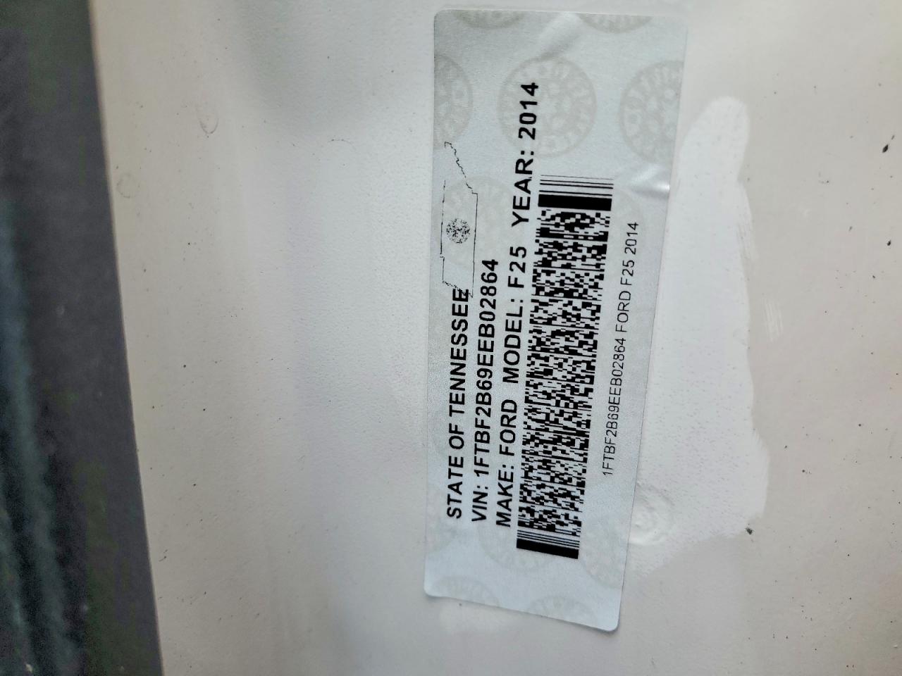 2014 Ford F250 White vin: 1FTBF2B69EEB02864