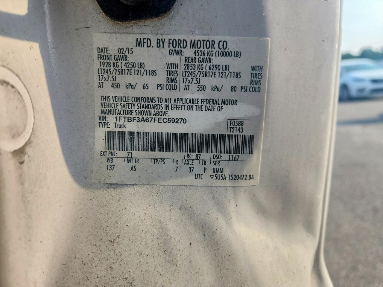 2015 Ford F350 Super Duty White vin: 1FTBF3A67FEC59270