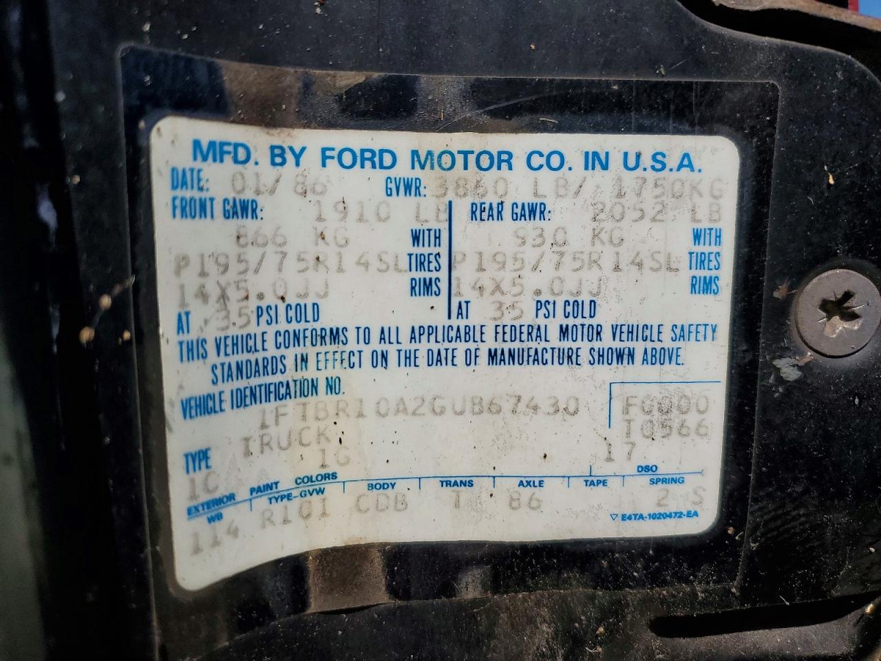 1986 Ford Ranger Two Tone vin: 1FTBR10A2GUB67430