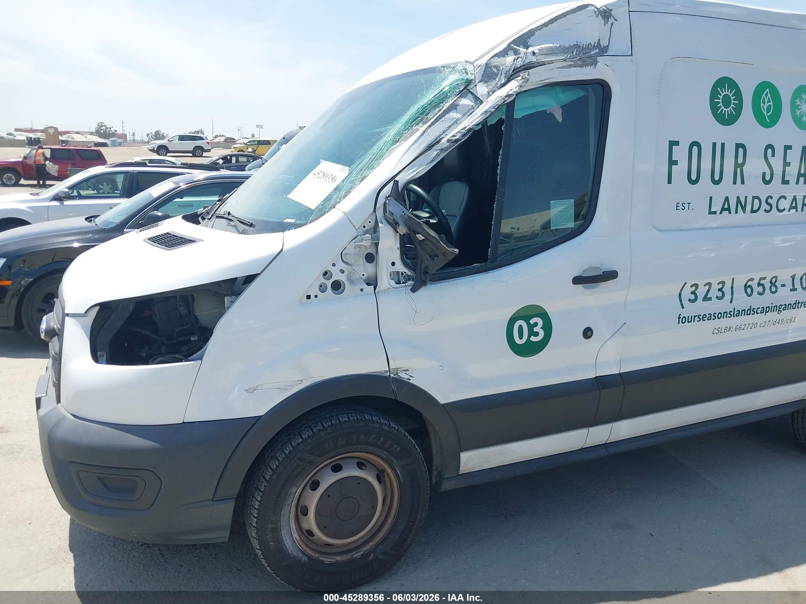 2020 Ford Transit-250 White vin: 1FTBR1C81LKB69569