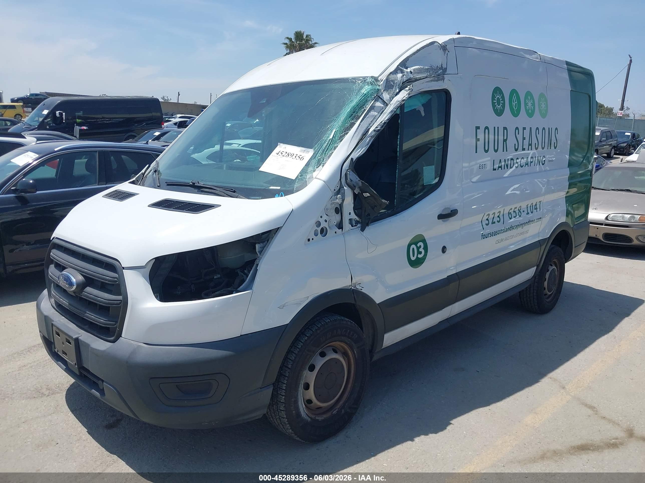 2020 Ford Transit-250 White vin: 1FTBR1C81LKB69569