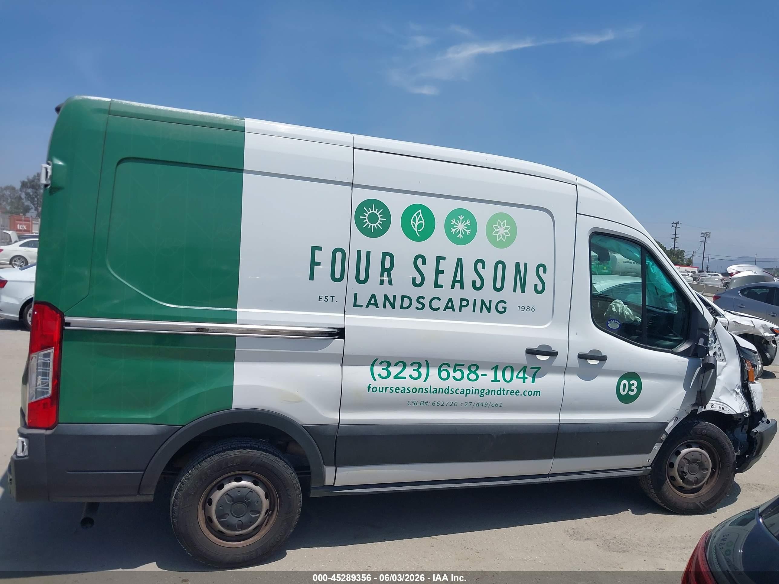 2020 Ford Transit-250 White vin: 1FTBR1C81LKB69569