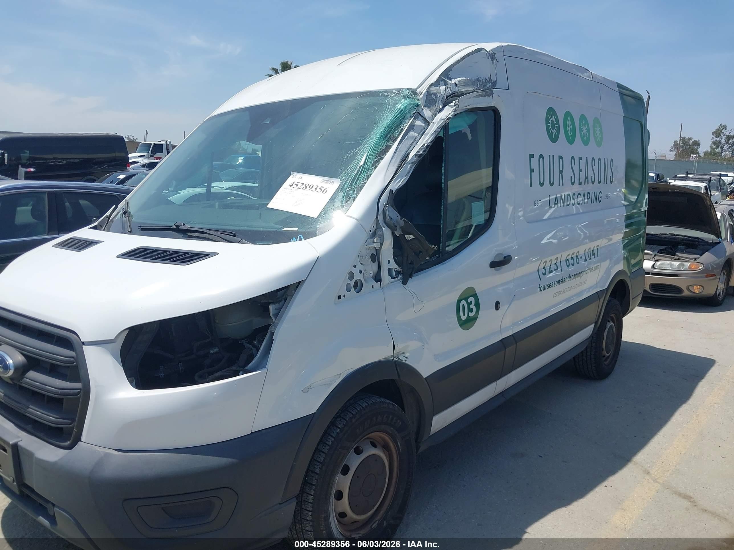 2020 Ford Transit-250 White vin: 1FTBR1C81LKB69569