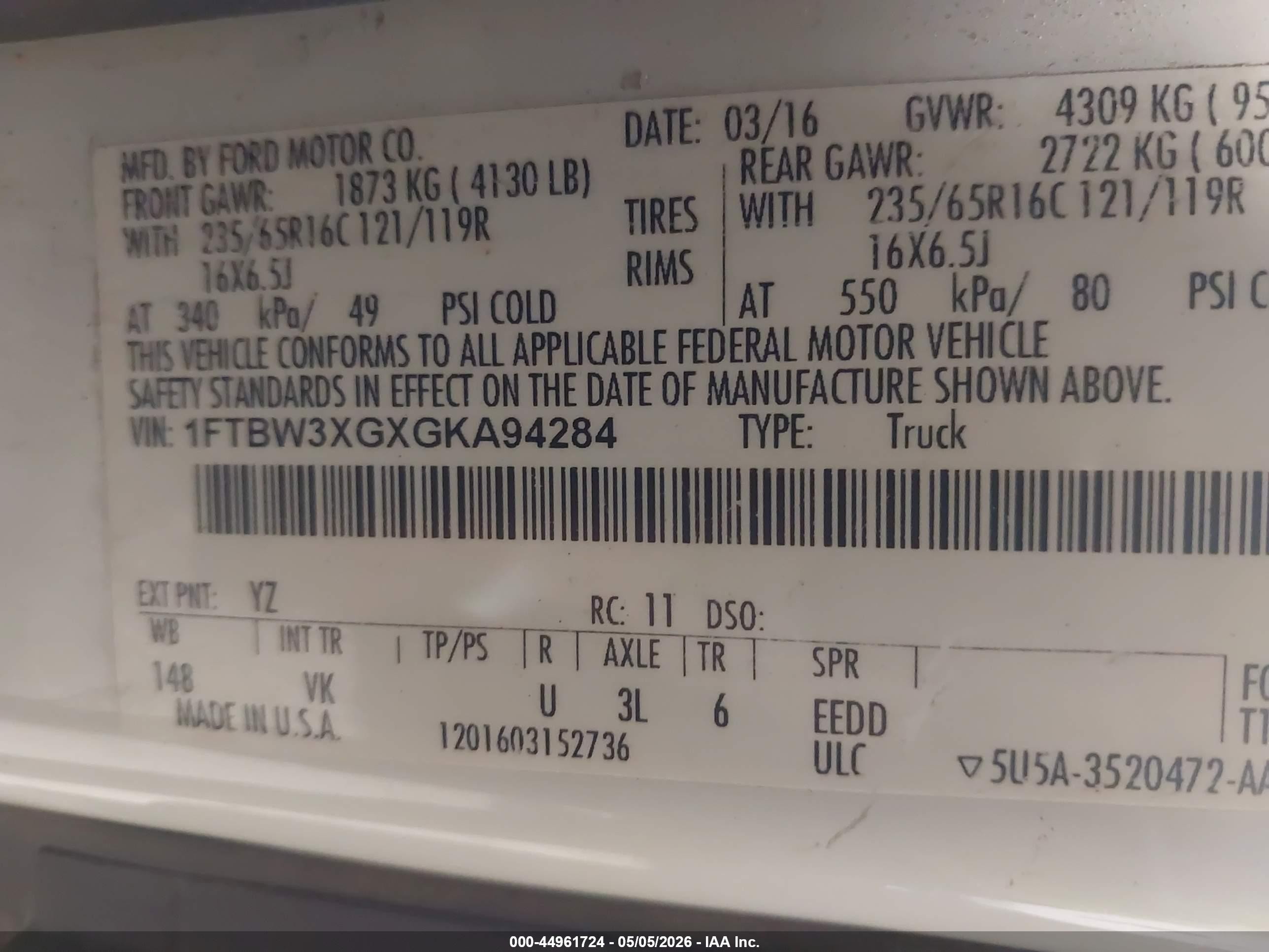 2016 Ford Transit-350   Blue vin: 1FTBW3XGXGKA94284