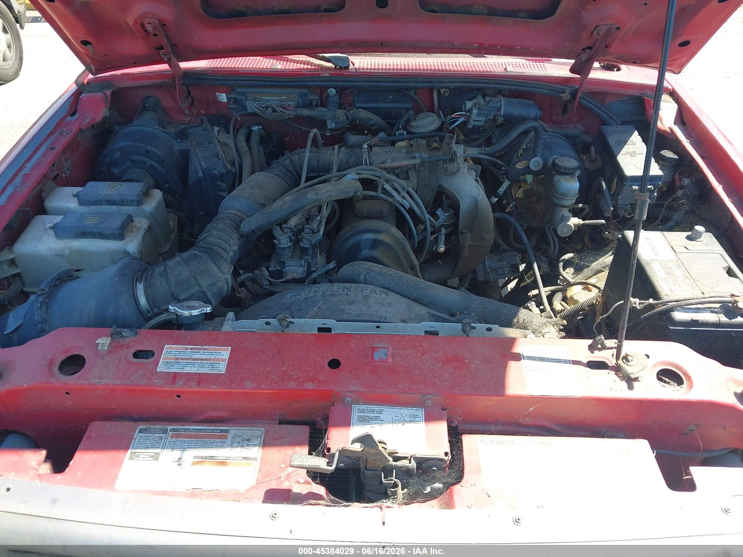 1997 Ford Ranger Splash/xl/xlt Red vin: 1FTCR10A0VUA46493