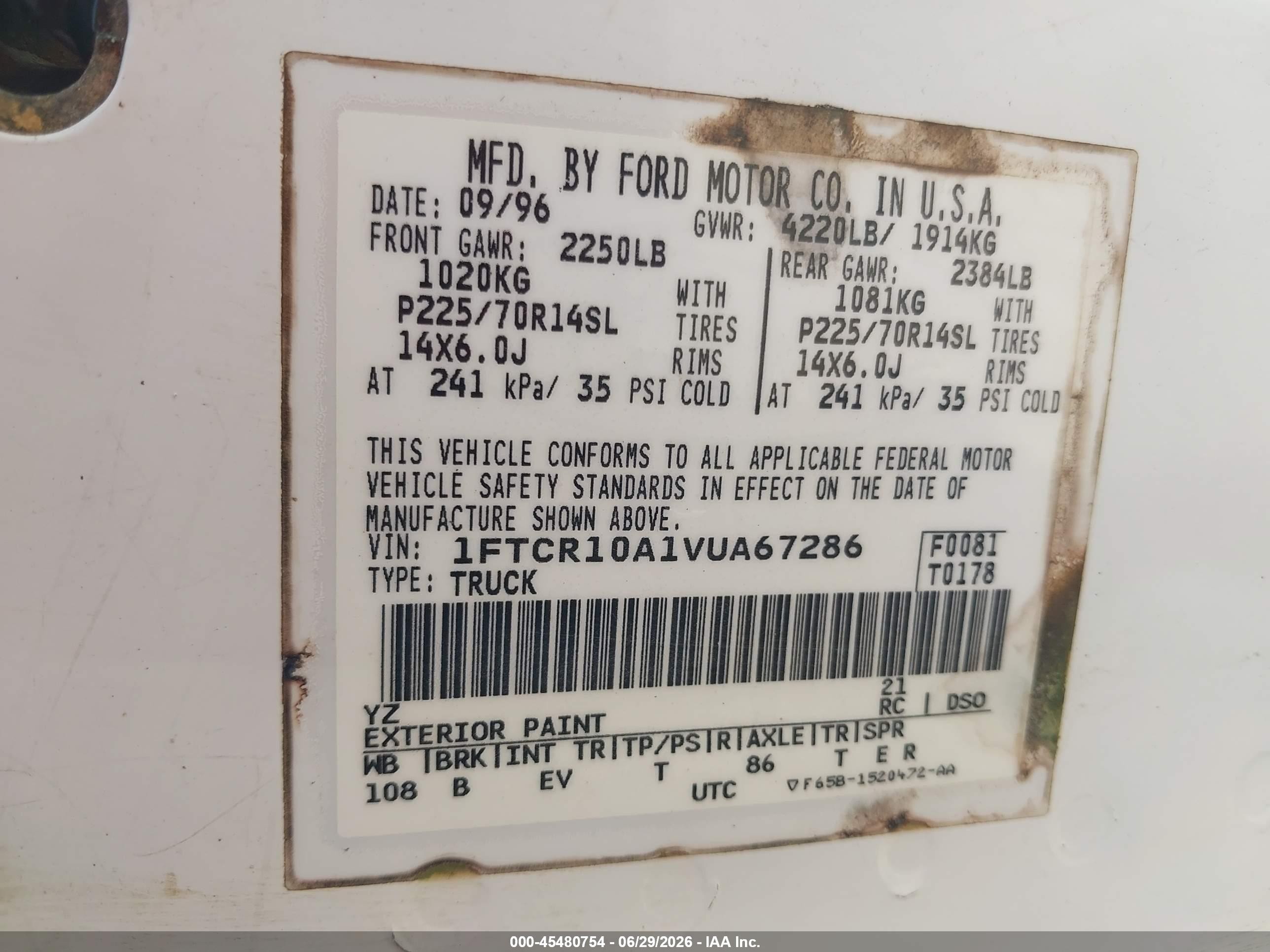 1997 Ford Ranger Splash/xlt White vin: 1FTCR10A1VUA67286