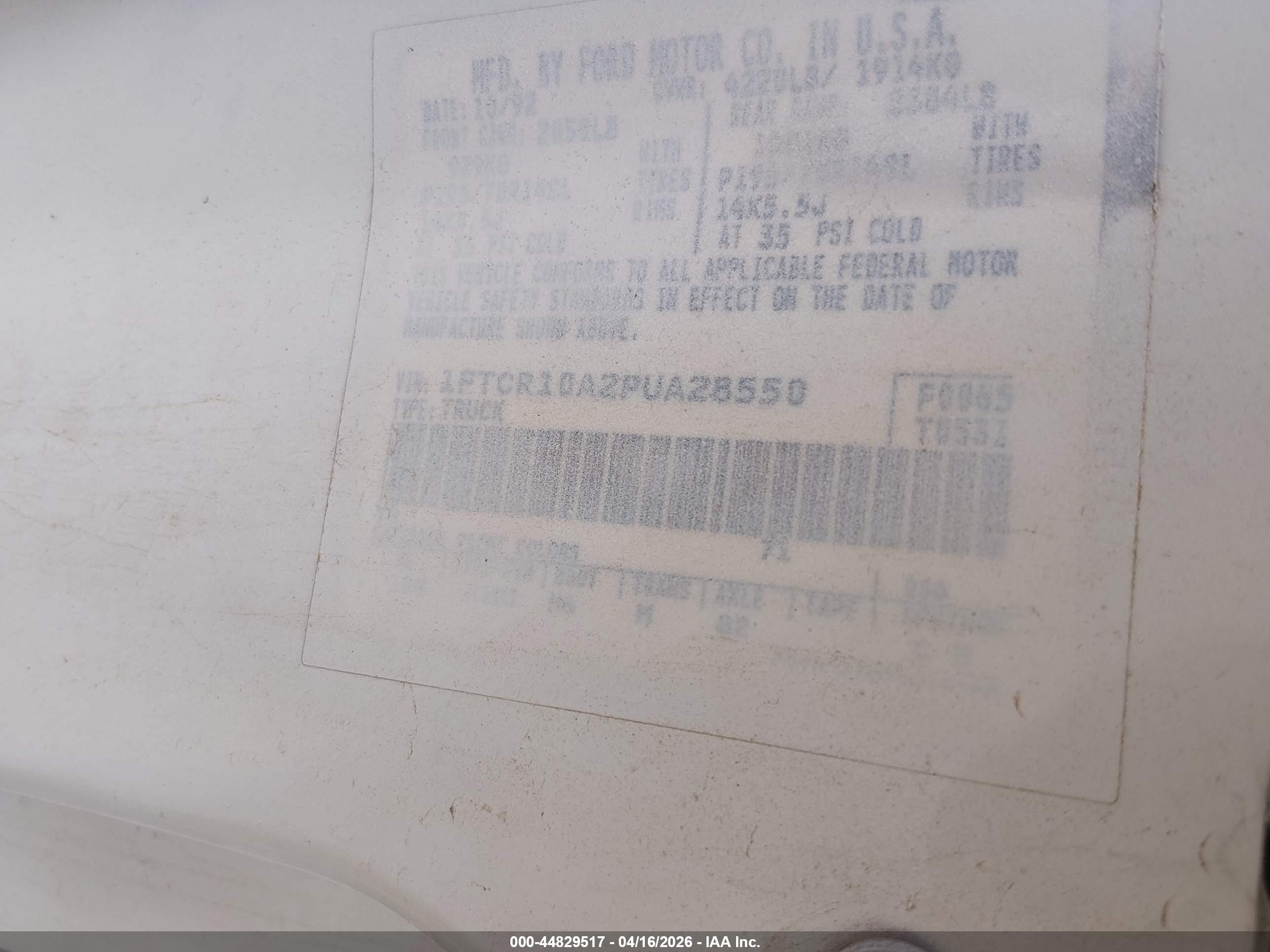 1993 Ford Ranger   White vin: 1FTCR10A2PUA28550