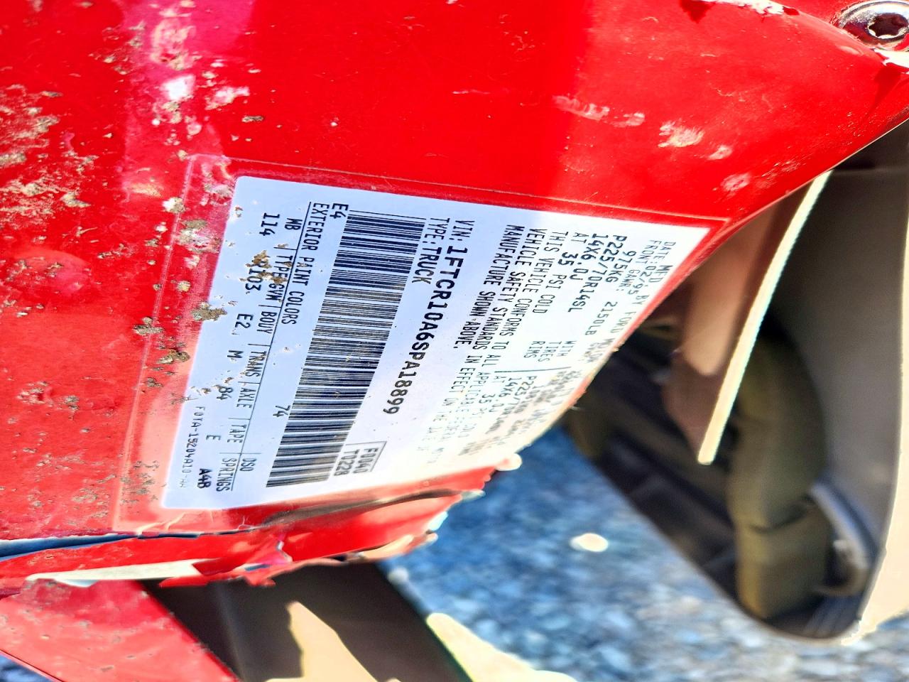1995 Ford Ranger Red vin: 1FTCR10A6SPA18899