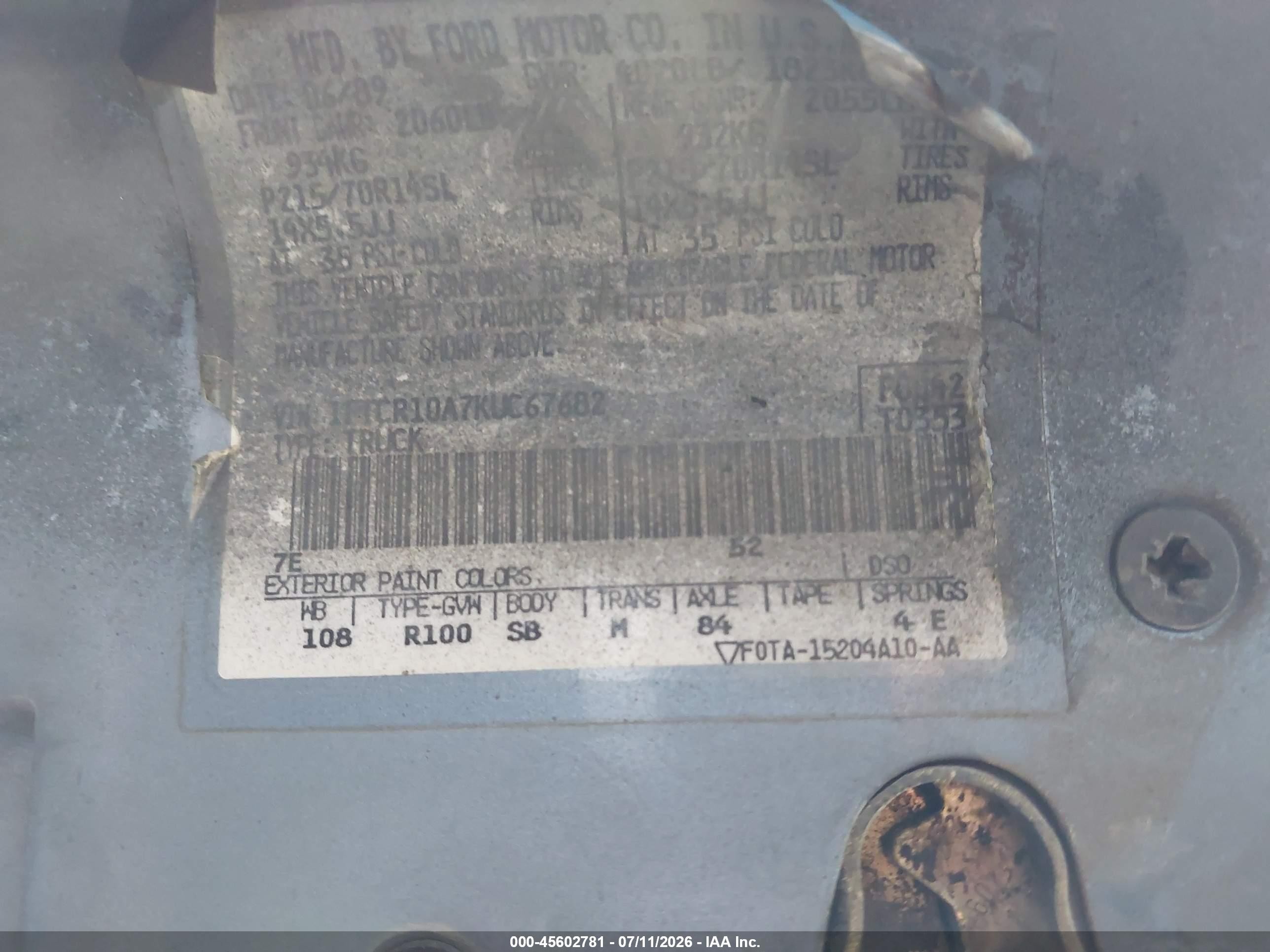 1989 Ford Ranger   Blue vin: 1FTCR10A7KUC67682