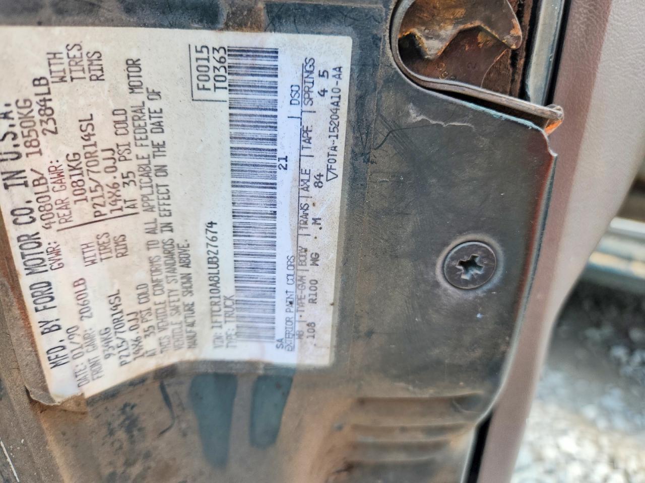 1990 Ford Ranger Blue vin: 1FTCR10A8LUB27674