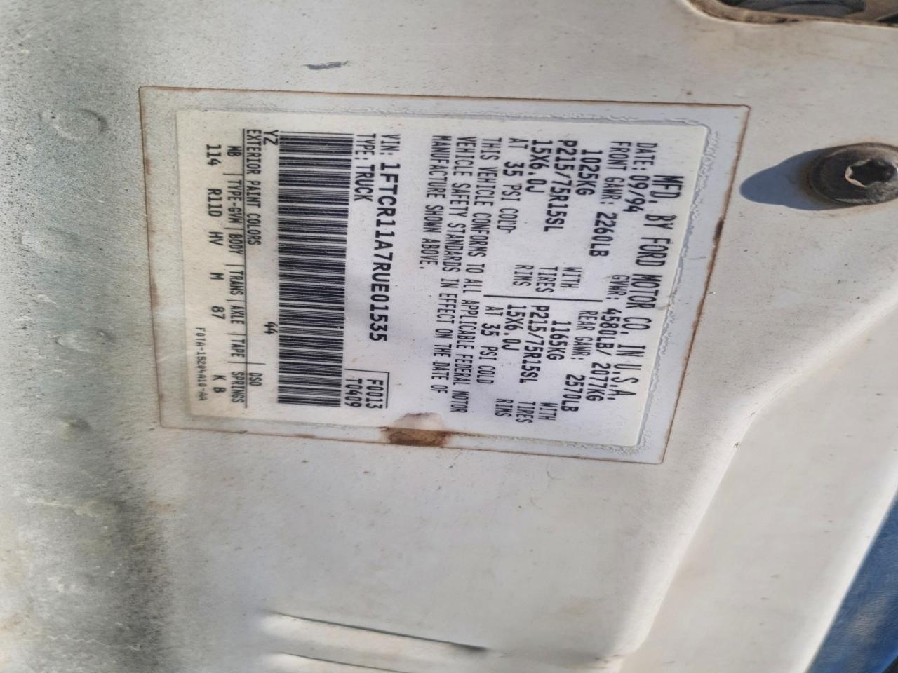 1994 Ford Ranger Two Tone vin: 1FTCR11A7RUE01535