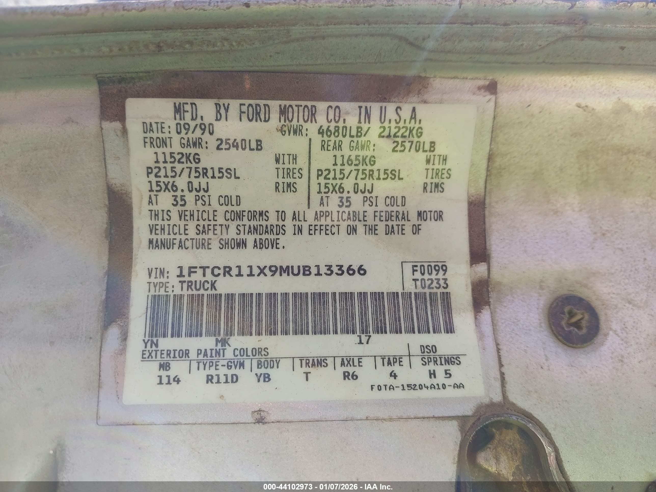 1991 Ford Ranger   Silver vin: 1FTCR11X9MUB13366