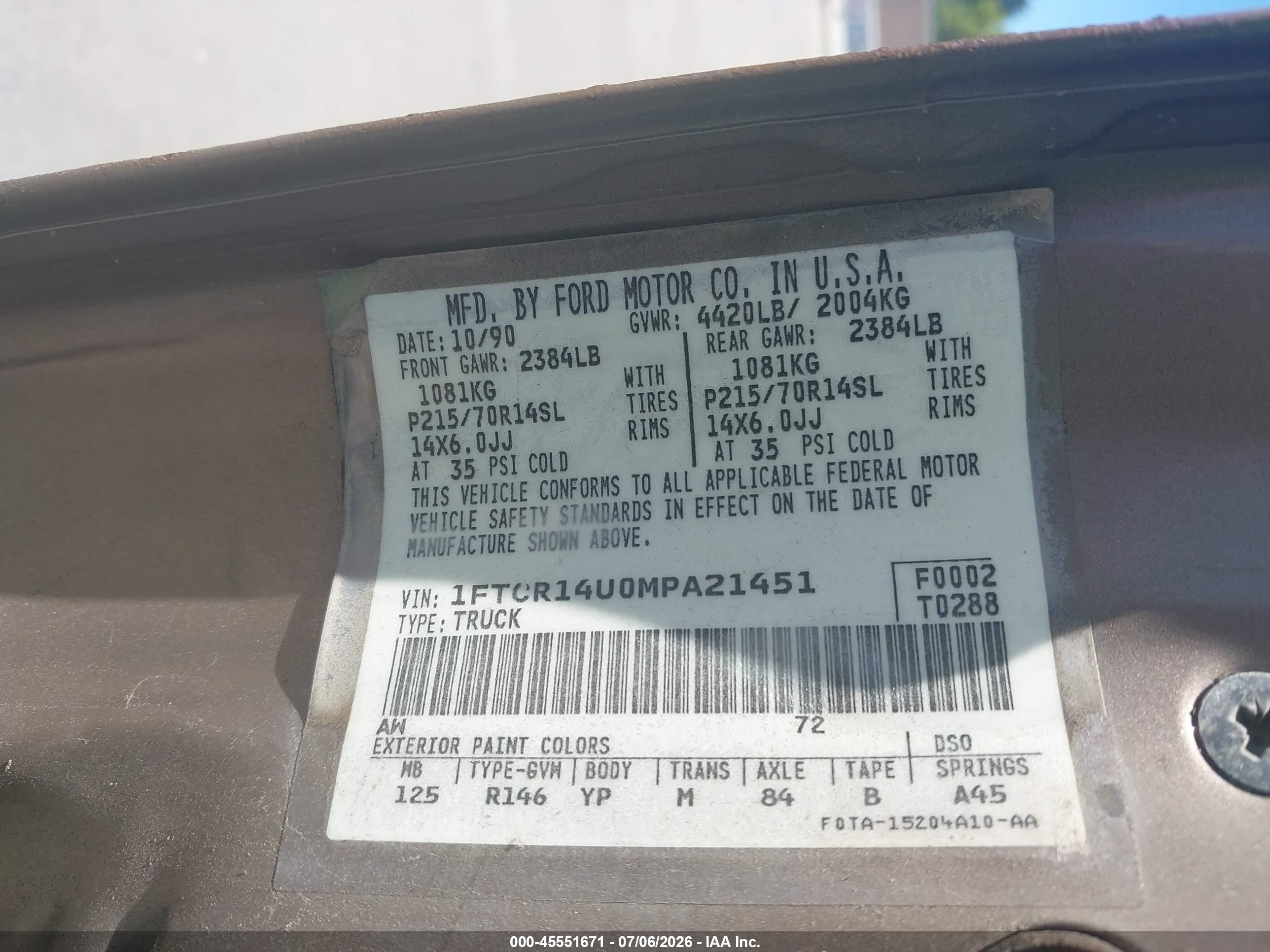 1991 Ford Ranger Super Cab Brown vin: 1FTCR14U0MPA21451