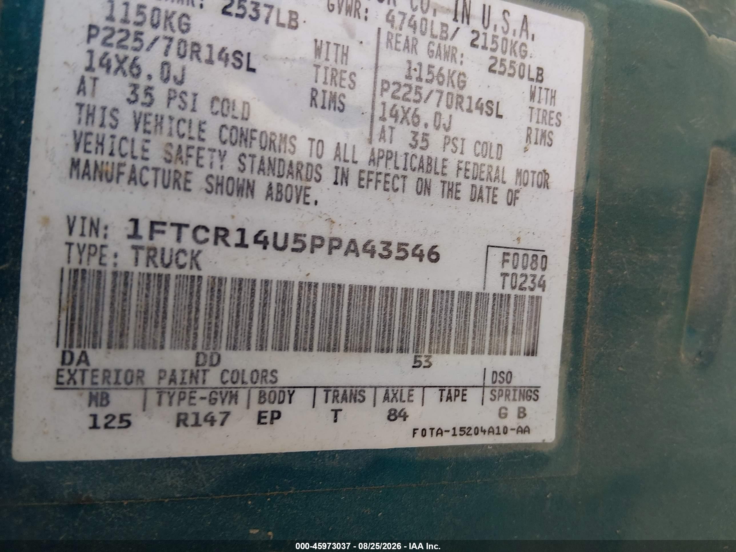 1993 Ford Ranger Super Cab Green vin: 1FTCR14U5PPA43546