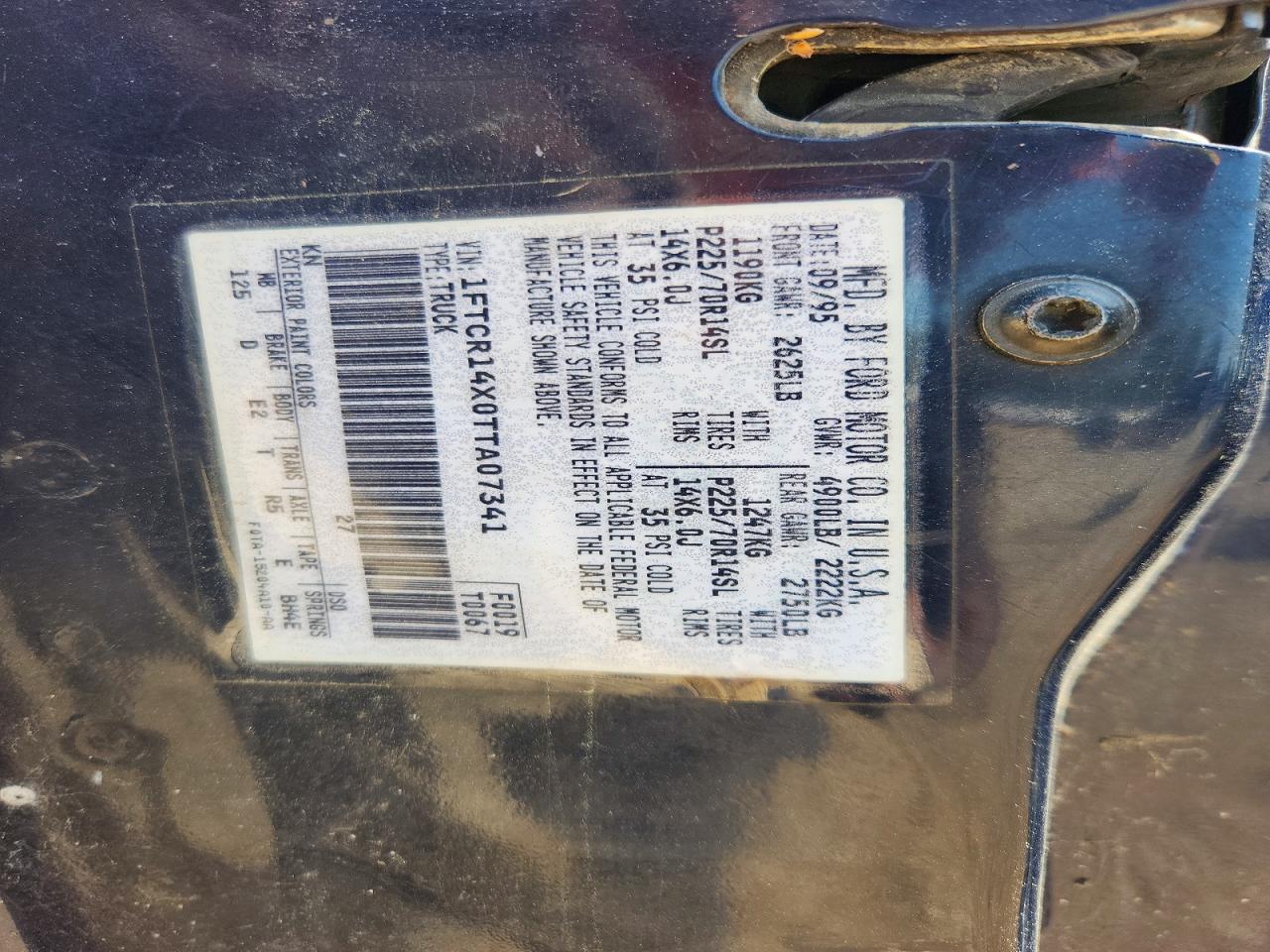 1996 Ford Ranger Super Cab Blue vin: 1FTCR14X0TTA07341