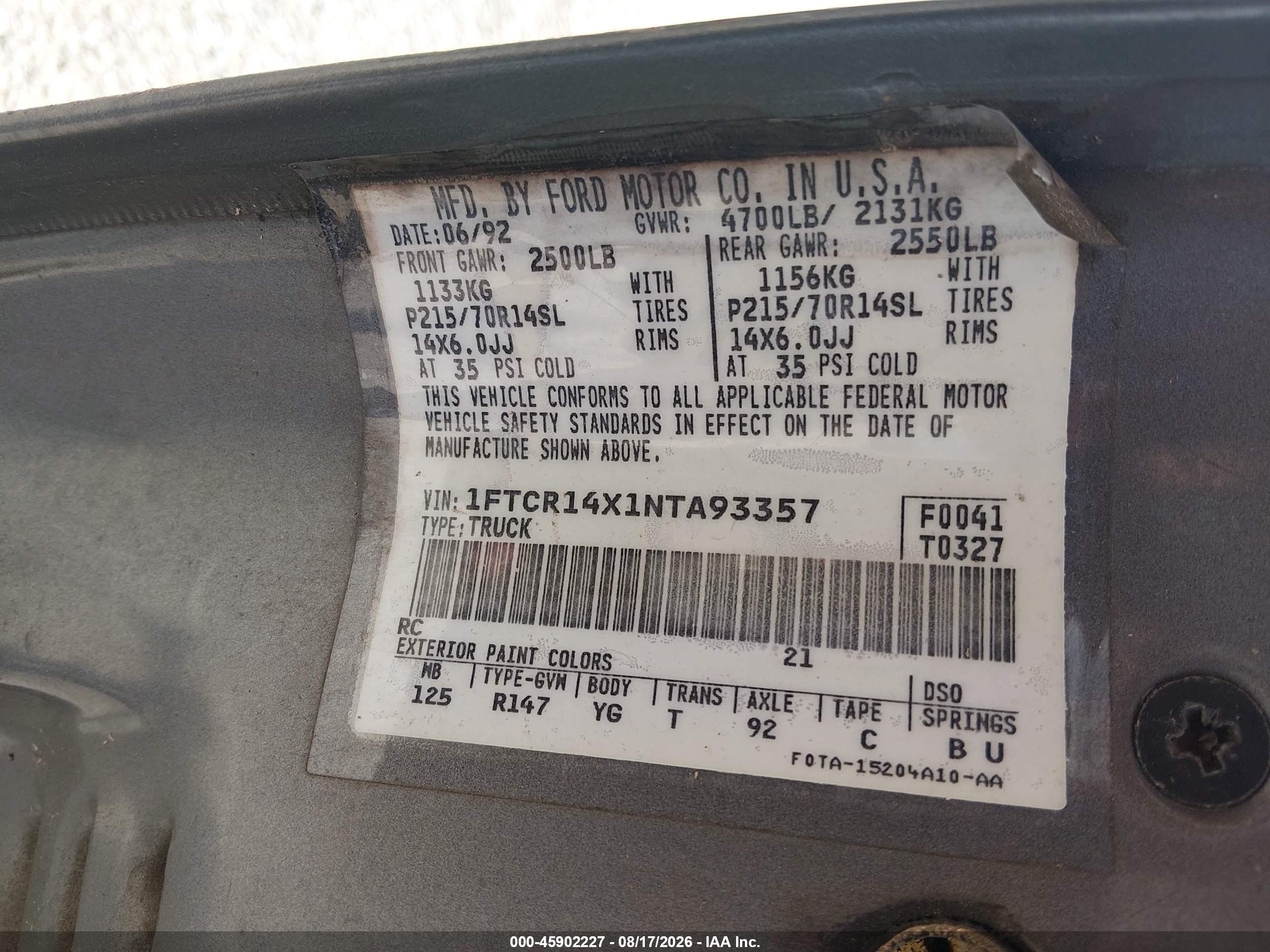 1992 Ford Ranger Super Cab Gray vin: 1FTCR14X1NTA93357