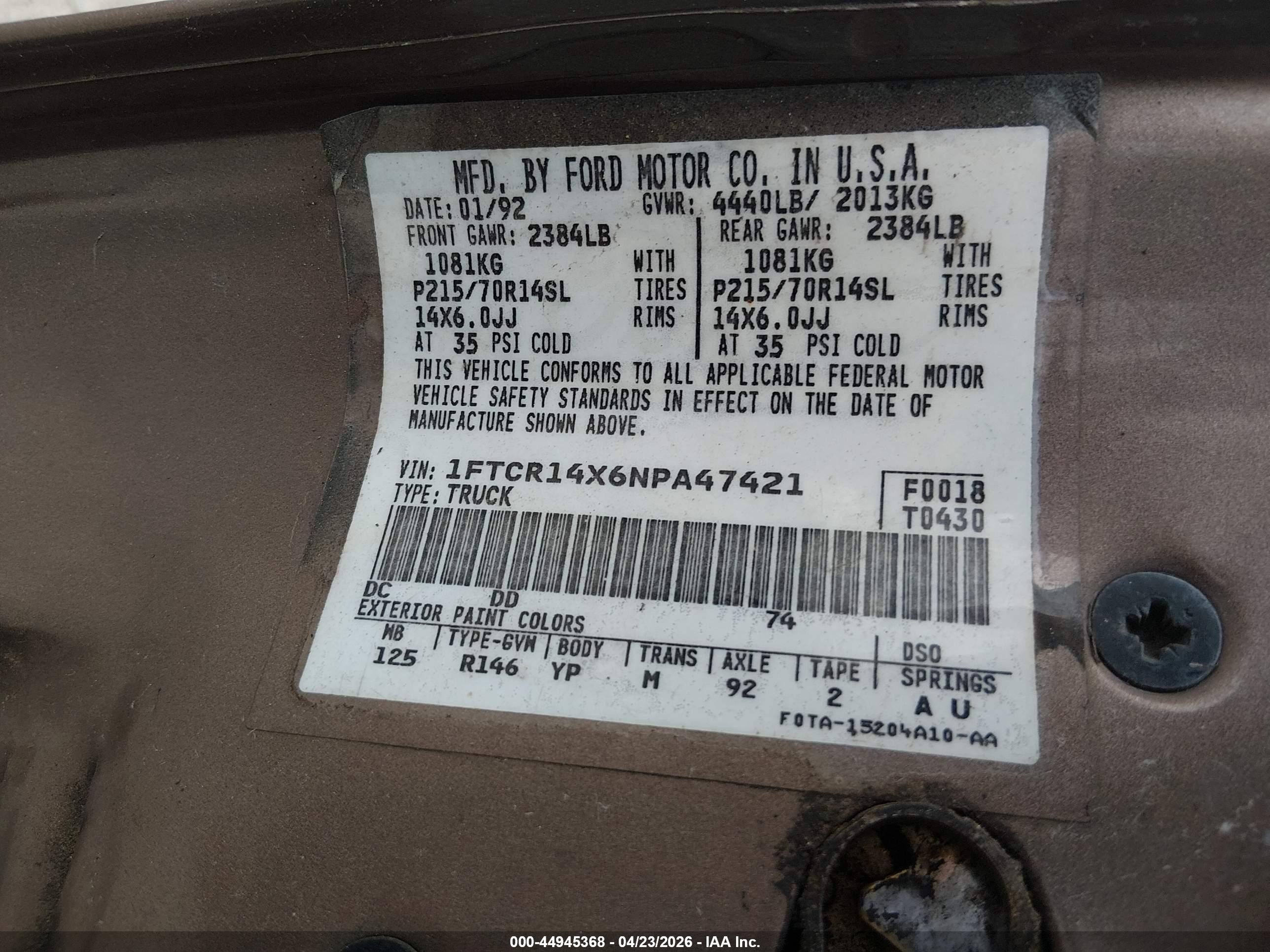 1992 Ford Ranger Super Cab Brown vin: 1FTCR14X6NPA47421