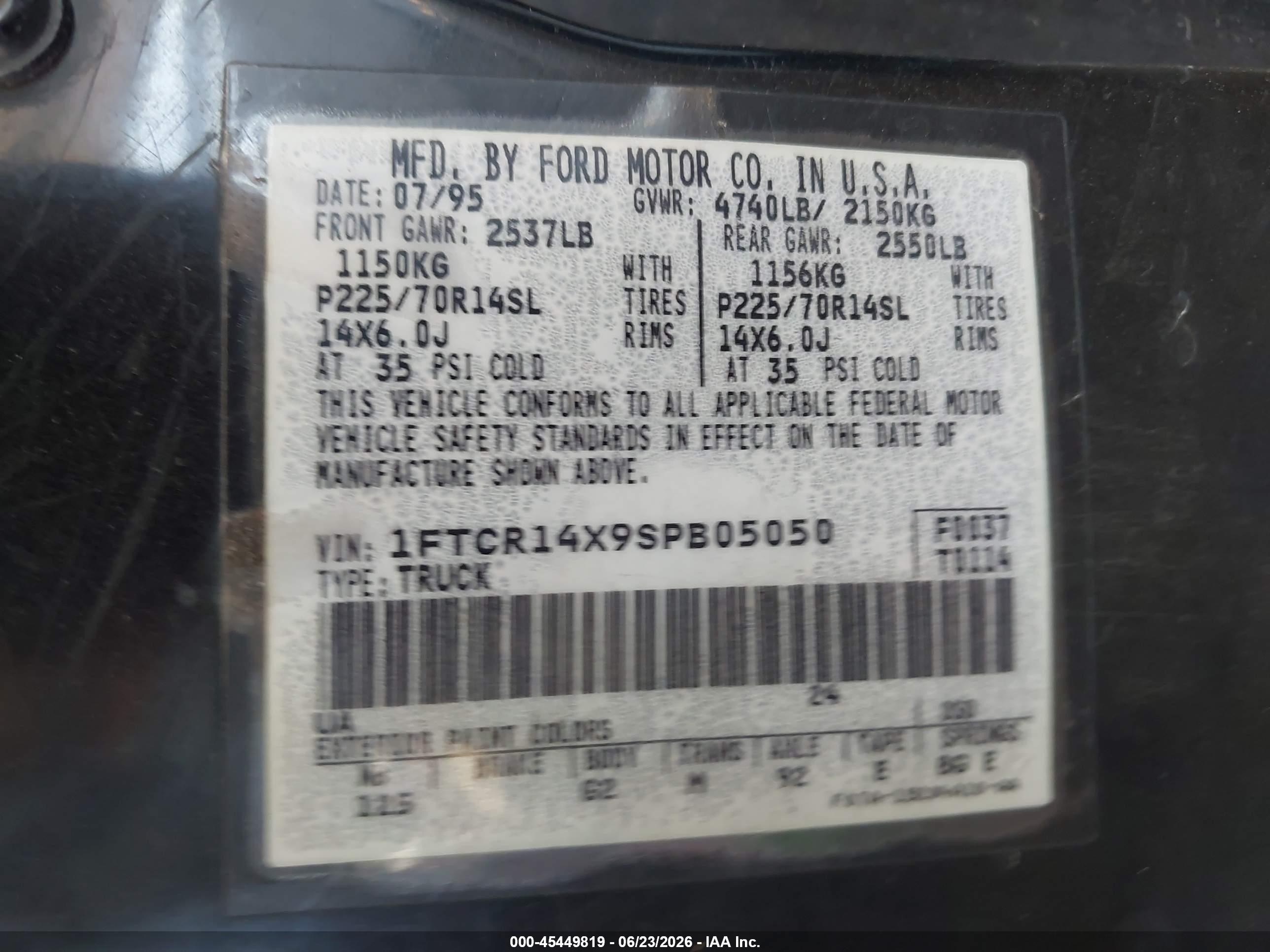 1995 Ford Ranger Super Cab Black vin: 1FTCR14X9SPB05050