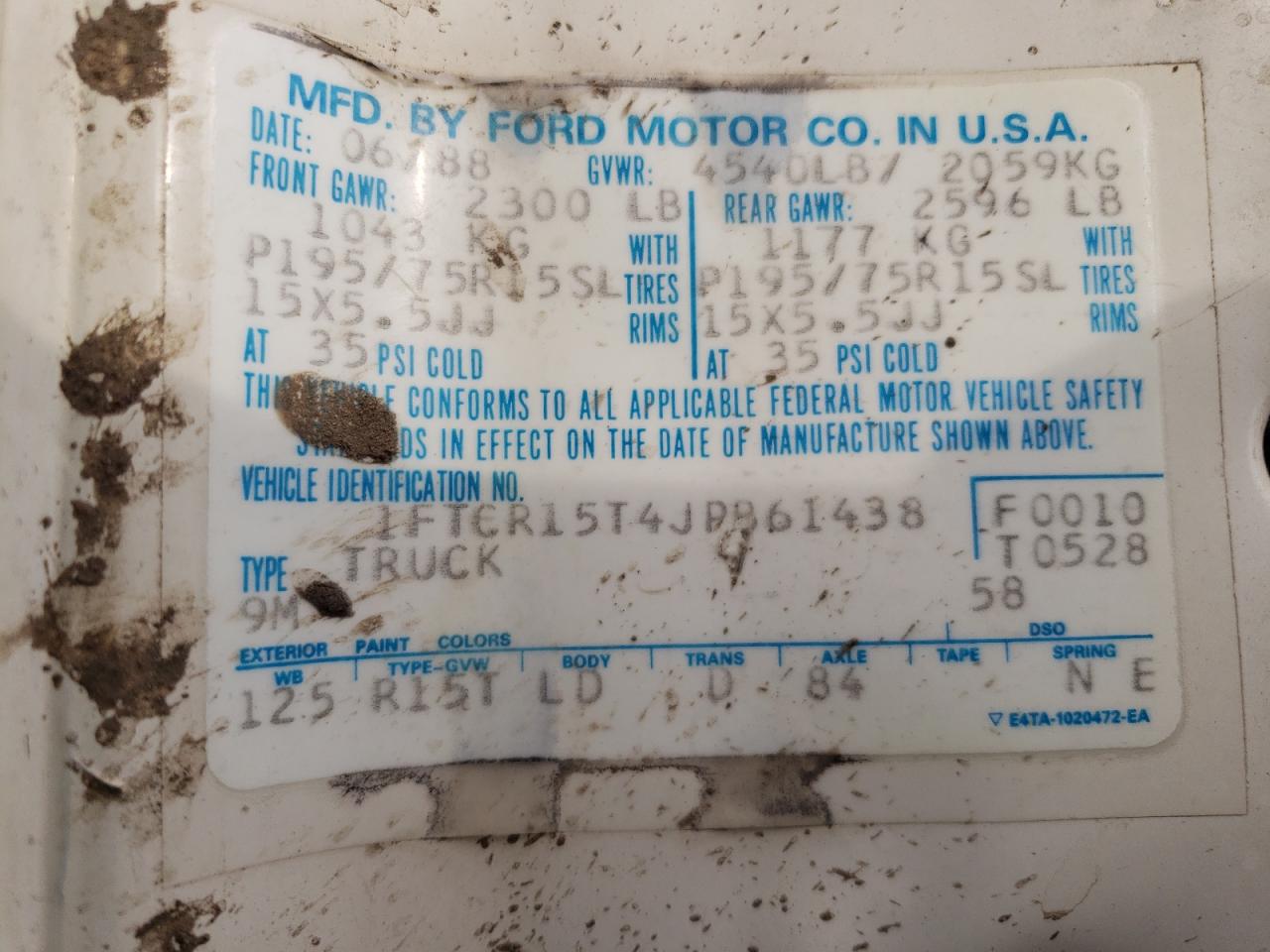 1989 Ford Ranger Super Cab White vin: 1FTCR15T4JPB61438