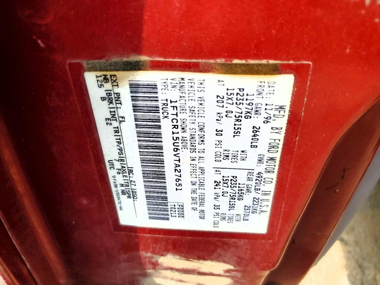 1997 Ford Ranger Super Cab Red vin: 1FTCR15U6VTA27651
