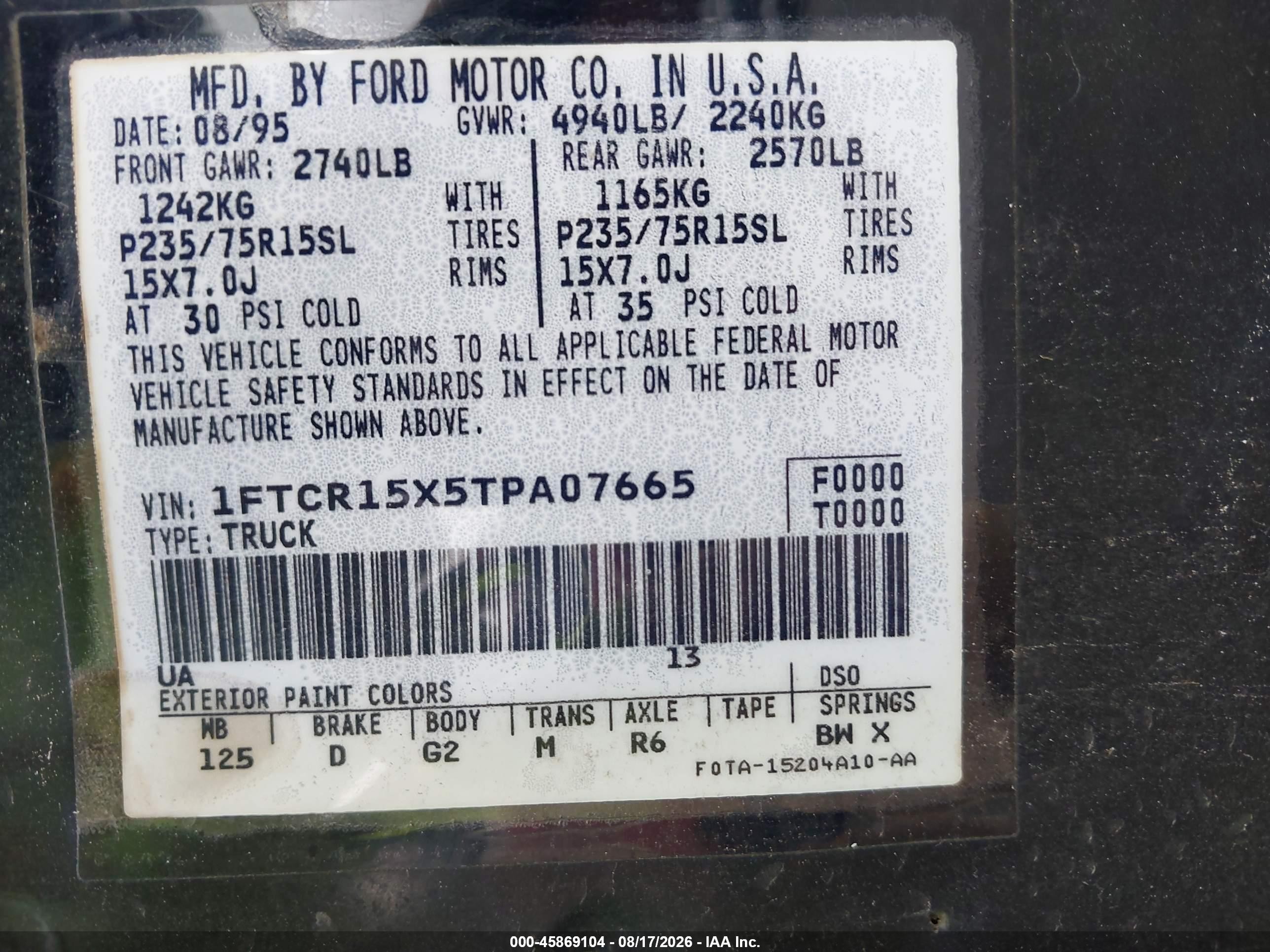 1996 Ford Ranger Super Cab Black vin: 1FTCR15X5TPA07665