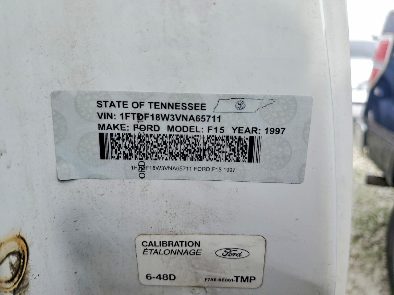 1997 Ford F150 White vin: 1FTDF18W3VNA65711