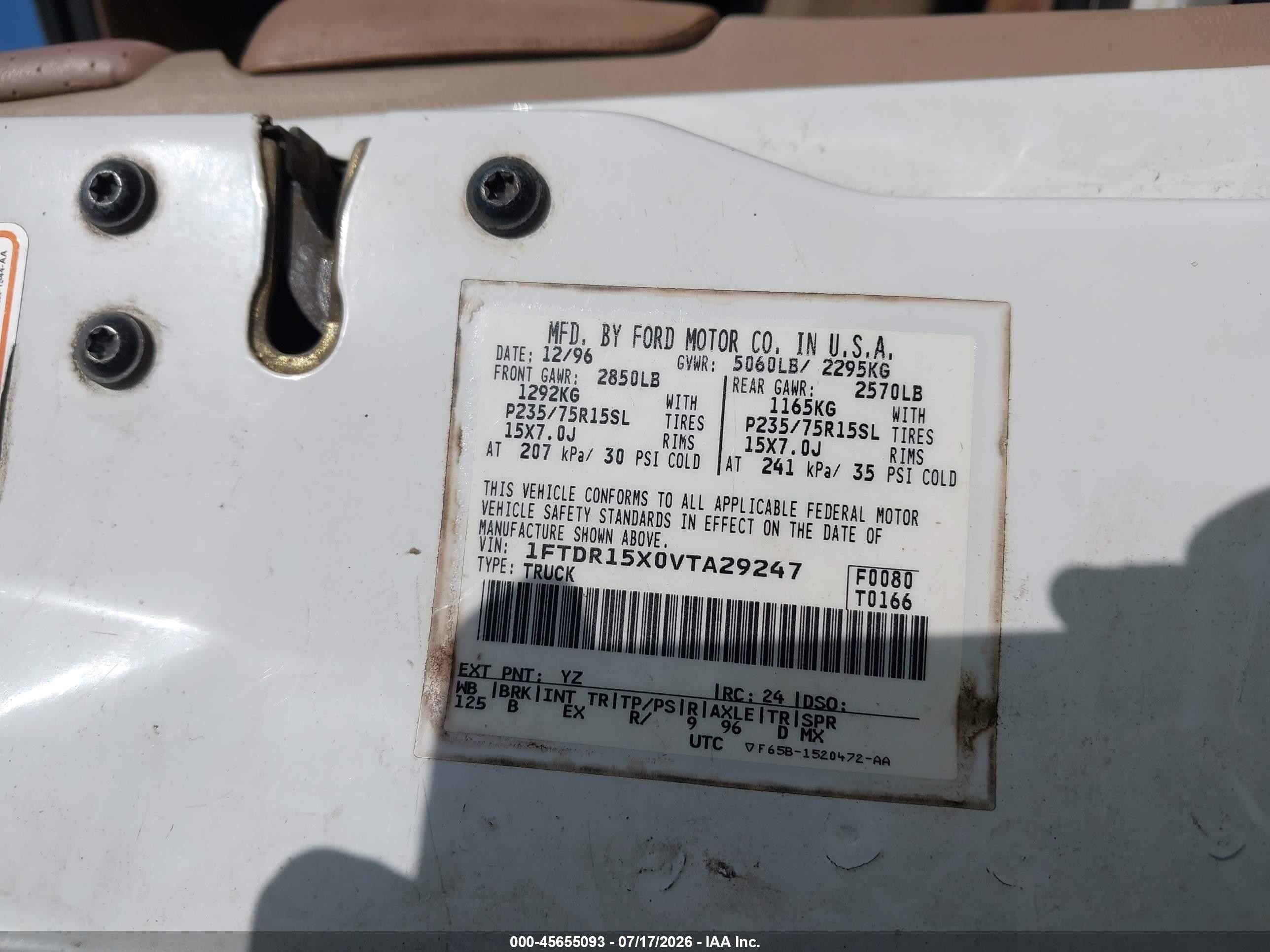 1997 Ford Ranger Splash/stx/xlt Белый vin: 1FTDR15X0VTA29247