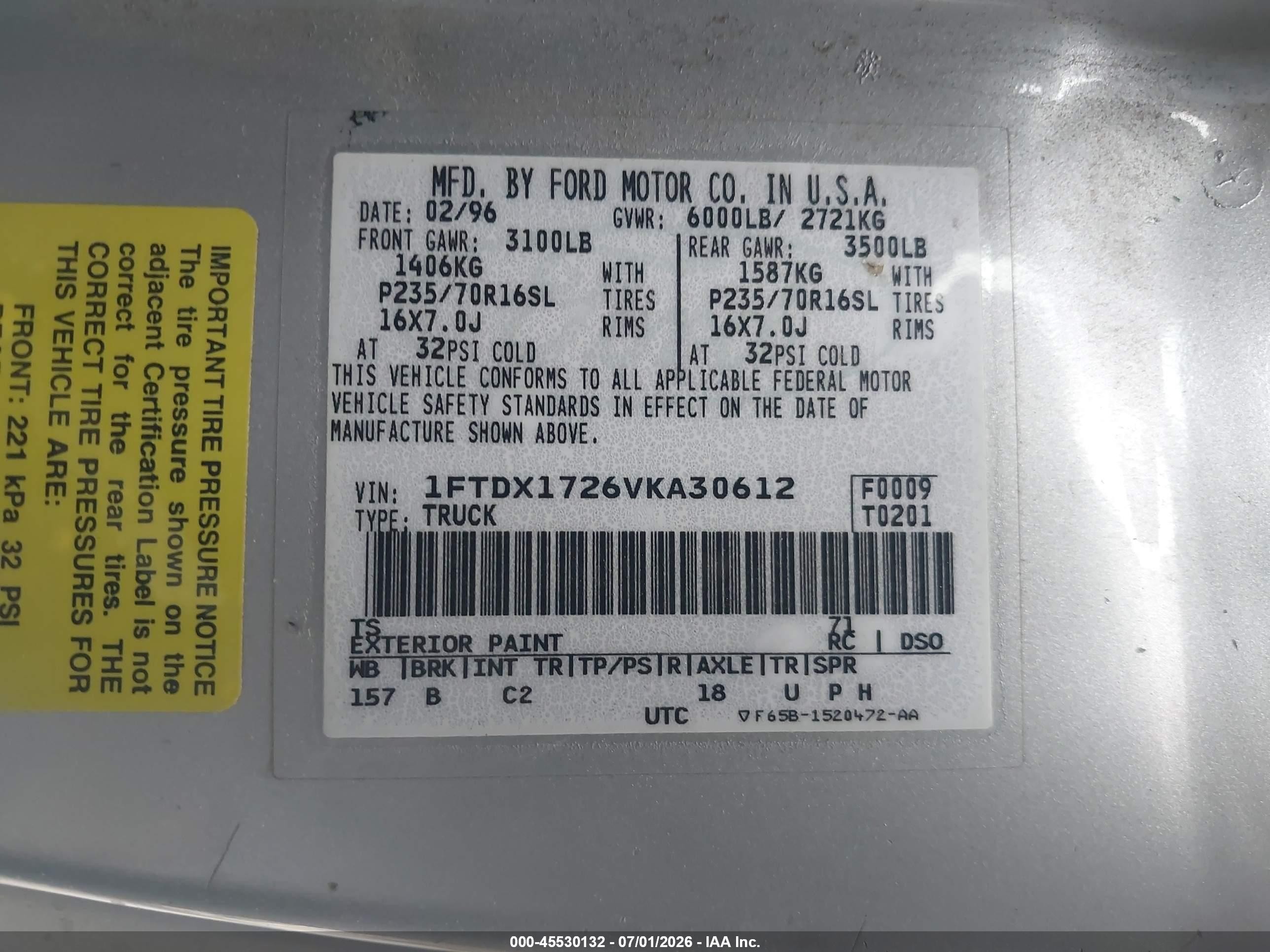 1997 Ford F-150 Standard Standard/xl/xlt Silver vin: 1FTDX1726VKA30612