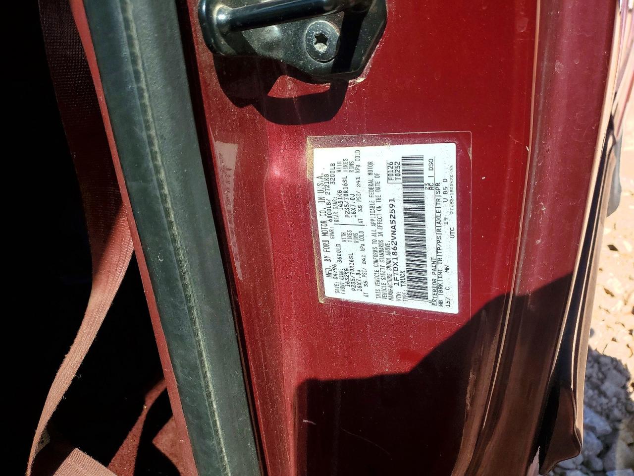 1997 Ford F150 Burgundy vin: 1FTDX1862VNA52591