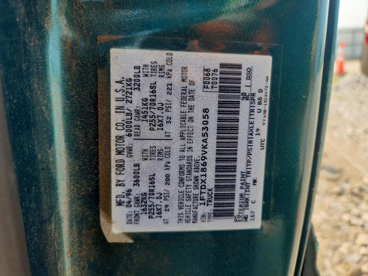 1997 Ford F150 Green vin: 1FTDX1869VKA53058